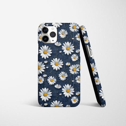 Embrace Floral Charm: Daisies Bloom Denim Fabric Design Snap Case