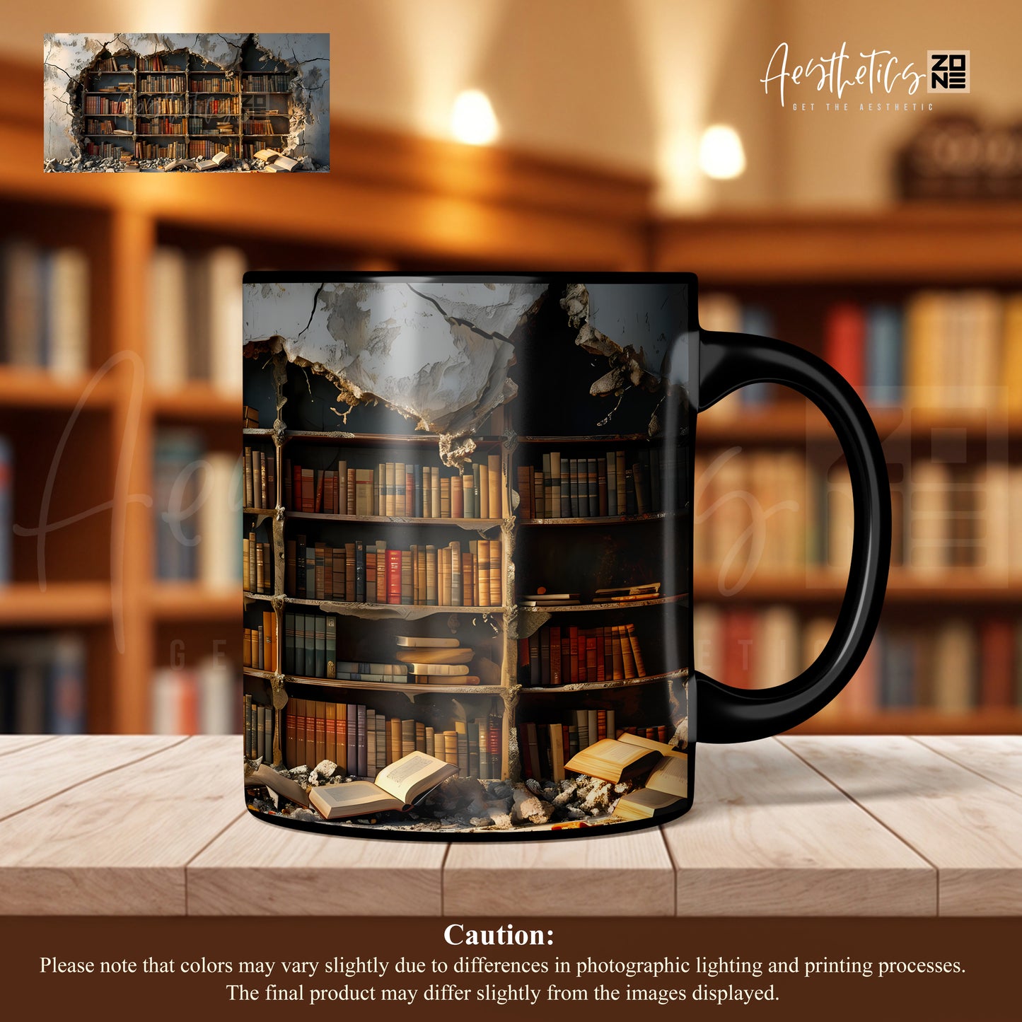 Bookish Charm: Ceramic Mugs with 3D Bookshelf Design