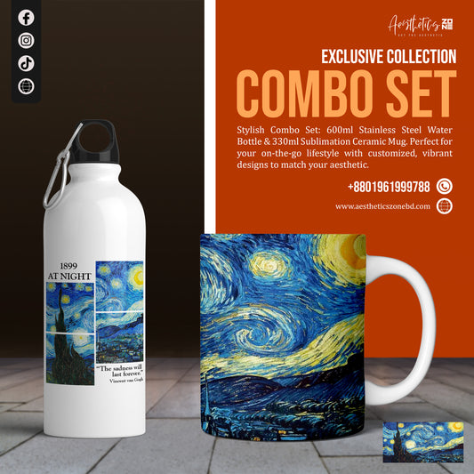 Starry Night Magic: Mug & Water Bottle Combo Set