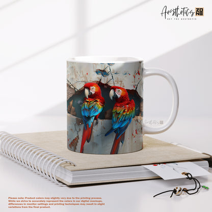 Introducing Our Exquisite Break-Through Parrots Couple Mug Design - Elevate Your Sips with Artistry