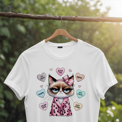 Meow Love: Cute Cat Heart Conversion Valentine Design T-Shirt