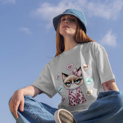 Meow Love: Cute Cat Heart Conversion Valentine Design T-Shirt