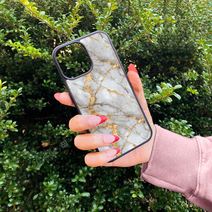 Elegance Redefined: Light Grey Gold Abstract Design Phone Case