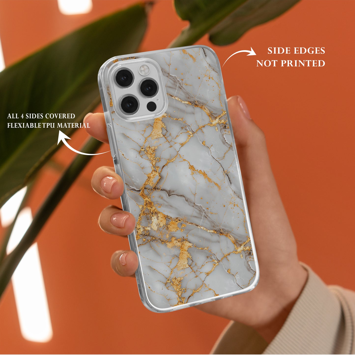 Elegance Redefined: Light Grey Gold Abstract Design Phone Case