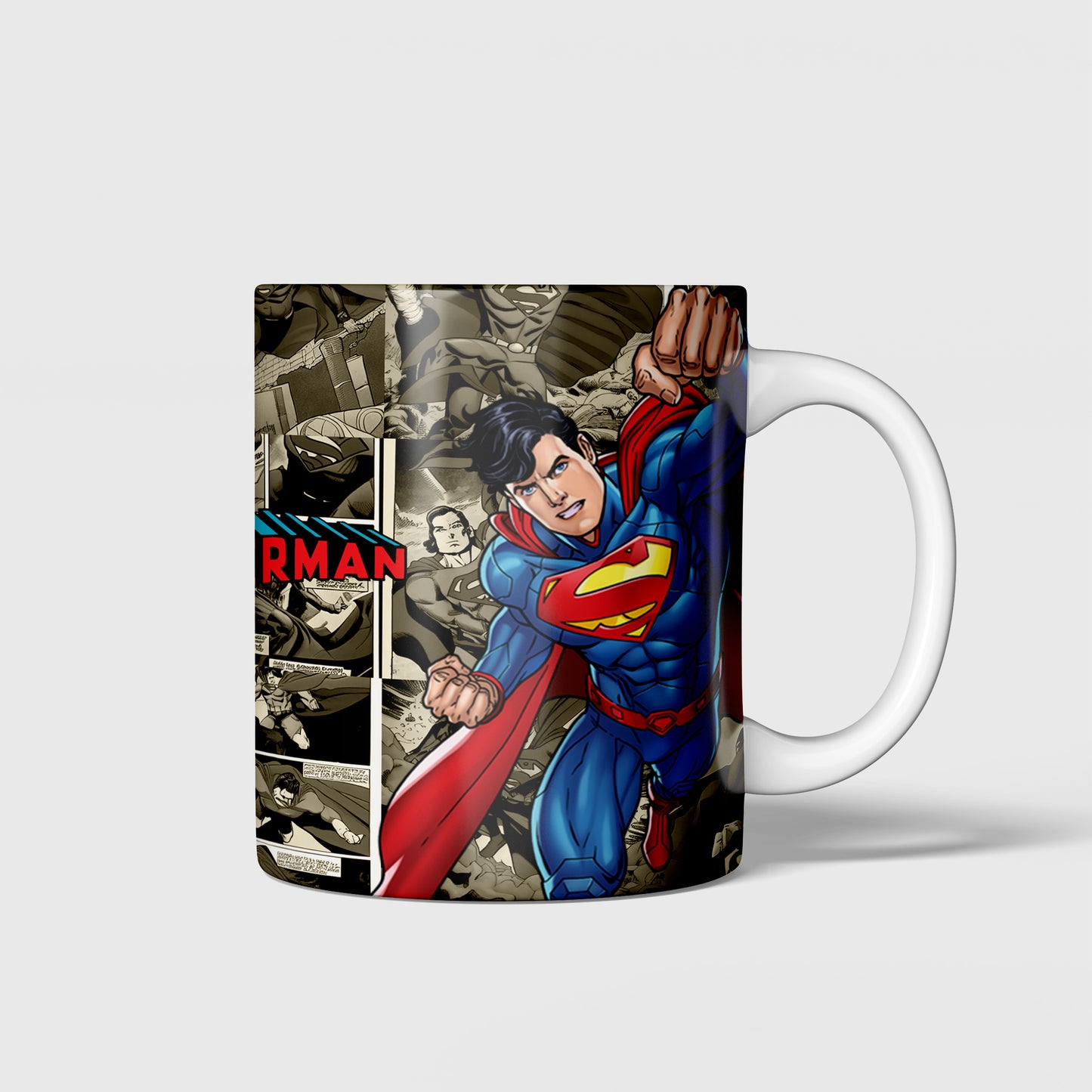 Heroic Sips: Supermen Design White Mugs