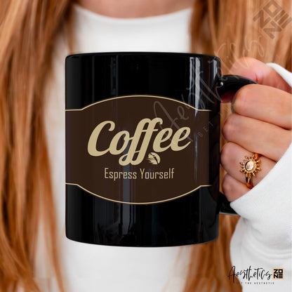 Express Your Brew: Ceramic Mugs with Coffee Express Yourself Design