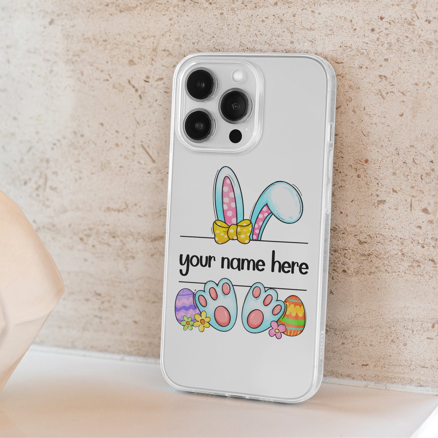 Personalized Bunny Design Clear Cases with Custom Names