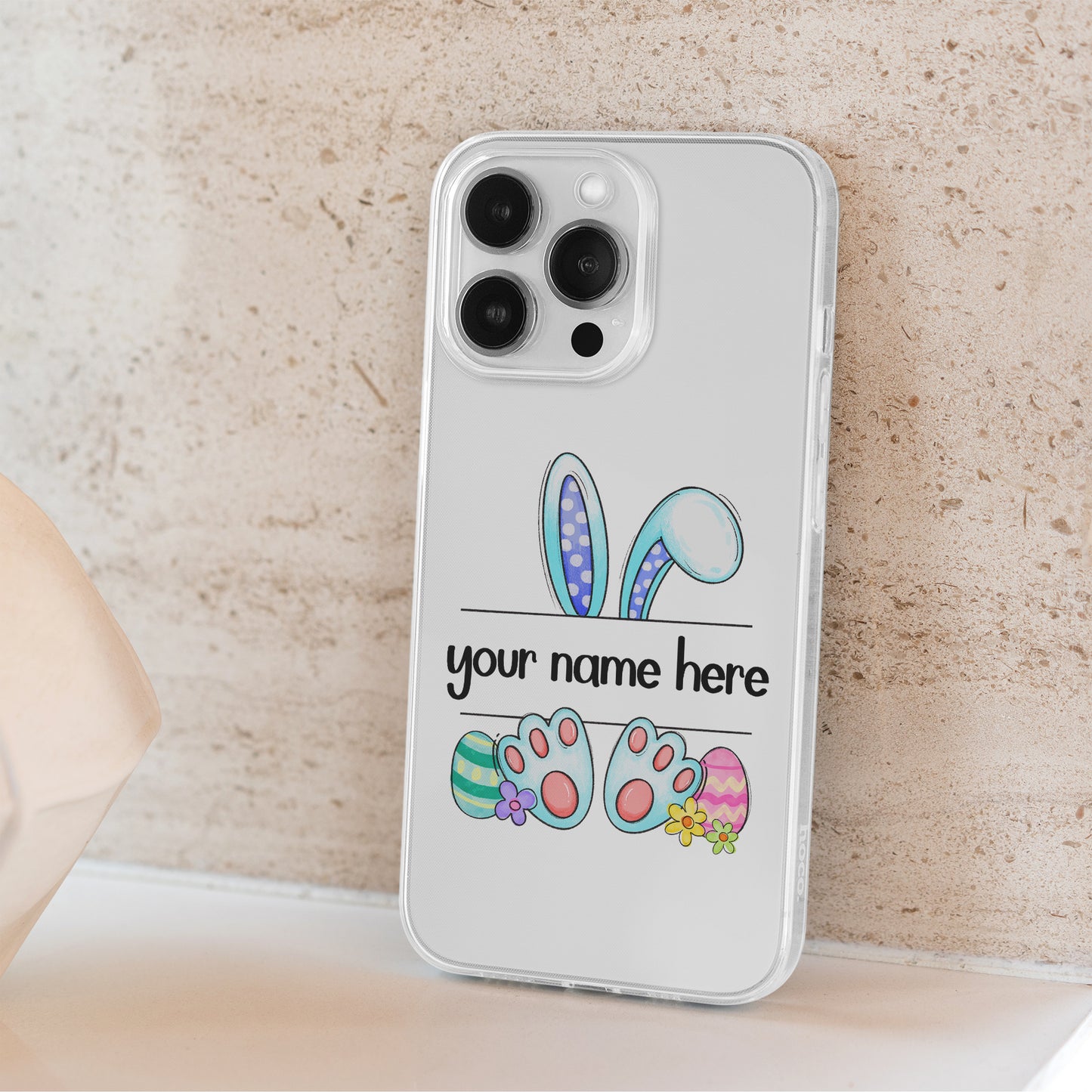 Personalized Bunny Design Clear Cases with Custom Names