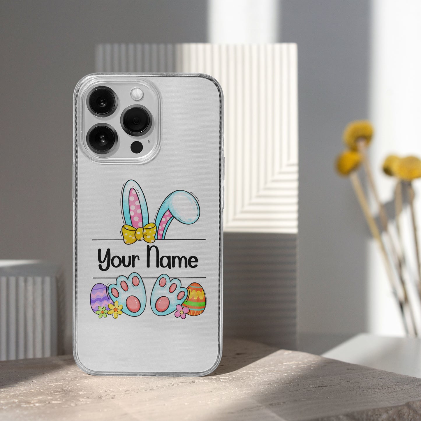 Personalized Bunny Design Clear Cases with Custom Names