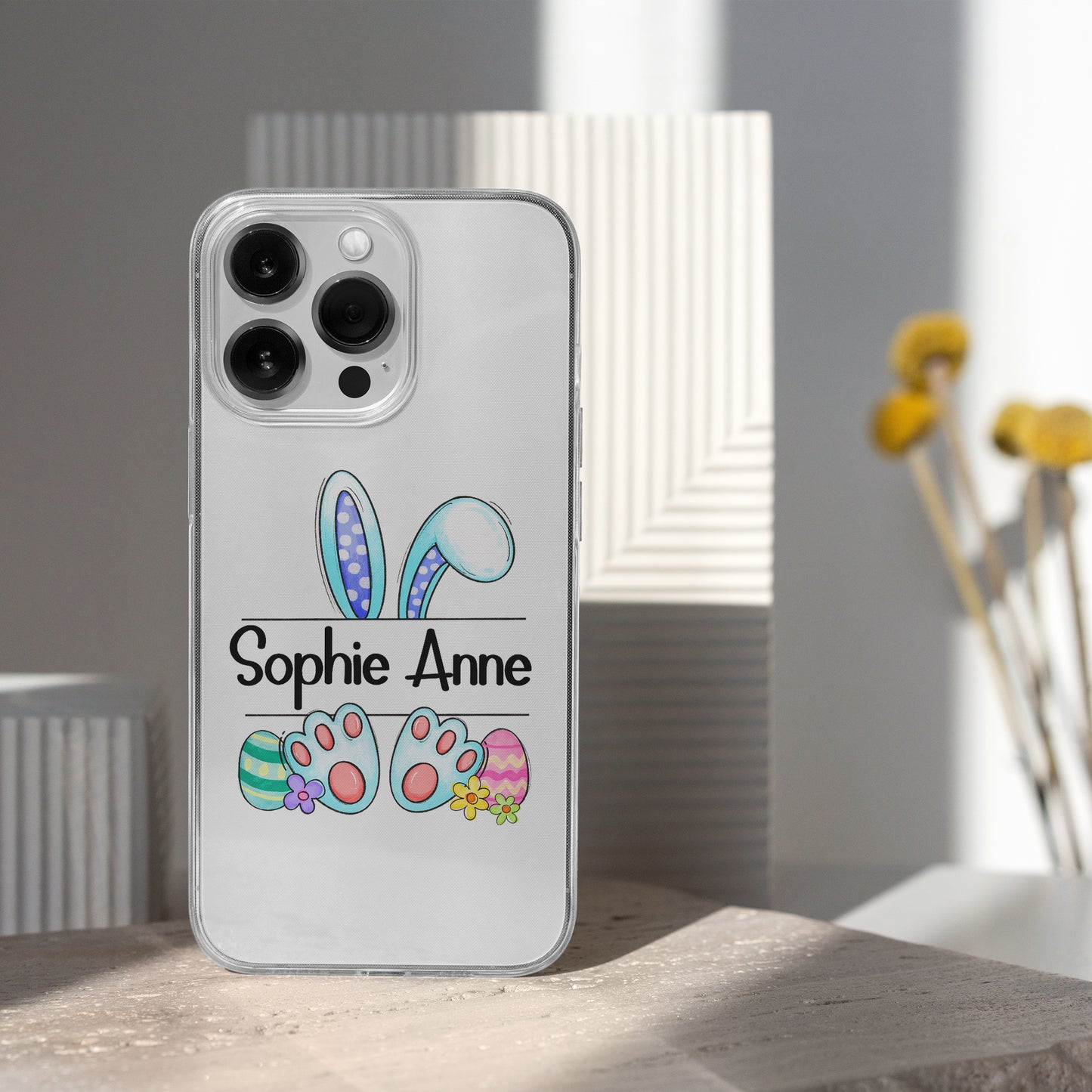 Personalized Bunny Design Clear Cases with Custom Names