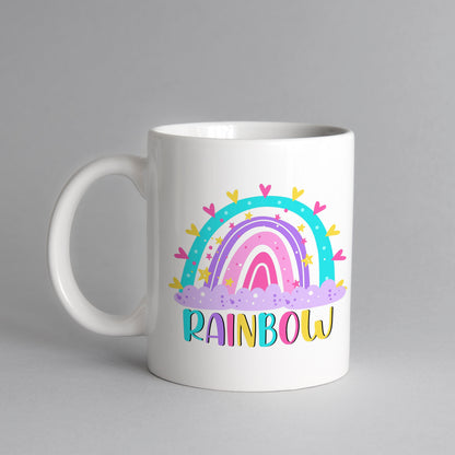 Brighten Your Day with our Cute Rainbow Illustration Coffee Mug