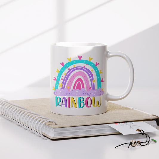 Brighten Your Day with our Cute Rainbow Illustration Coffee Mug