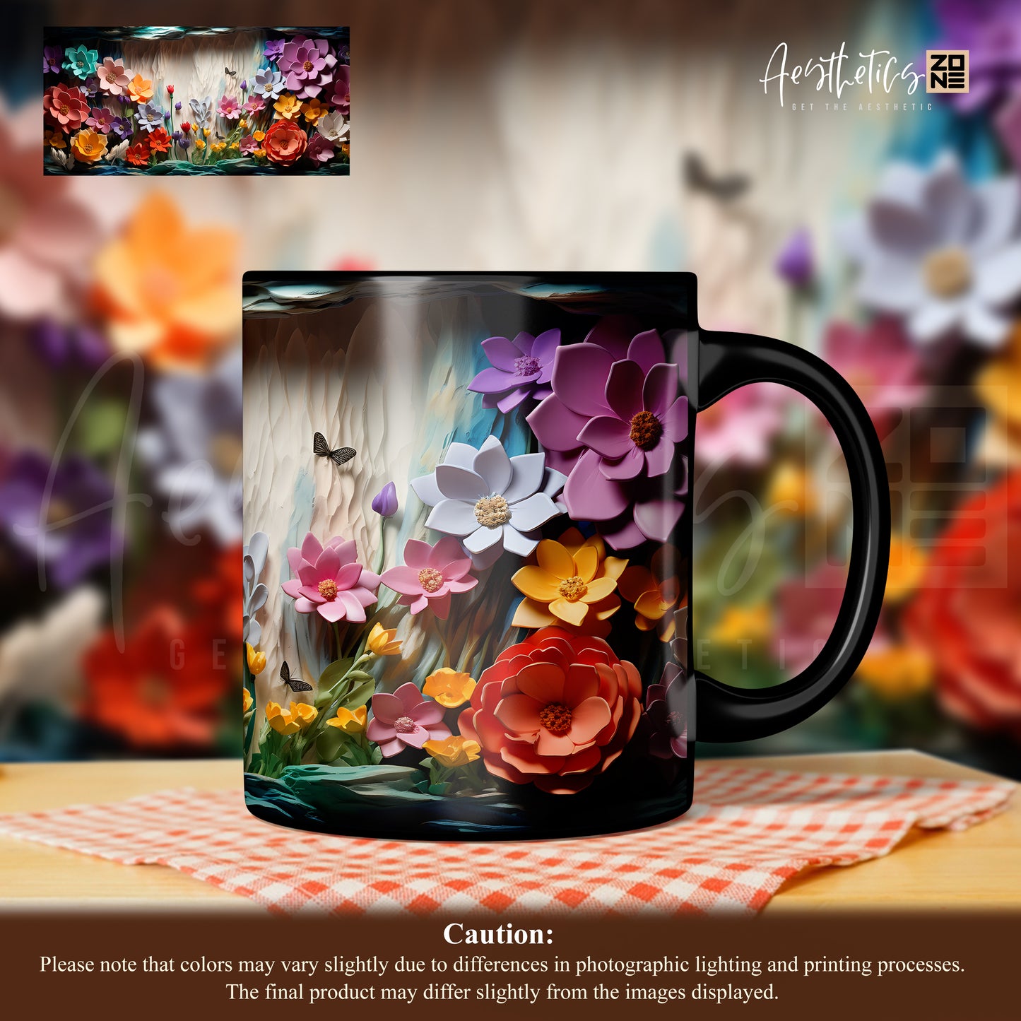 Breathe Nature: Ultra-Glossy Ceramic Mugs with 3D Fields of Wildflowers Design