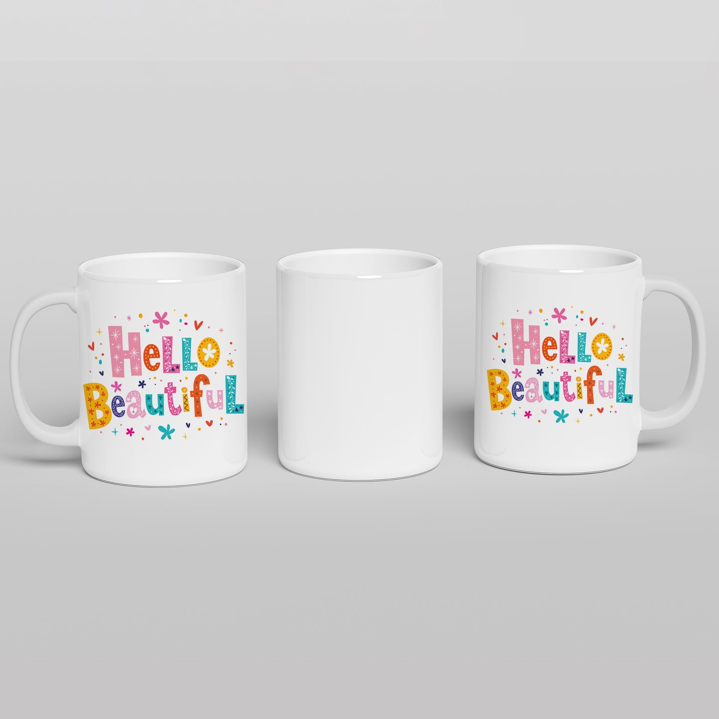 Hello beautiful typography coffee mug