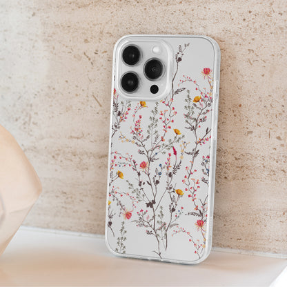 Wildflower Pattern Clear Case - Nature's Elegance for Your Phone