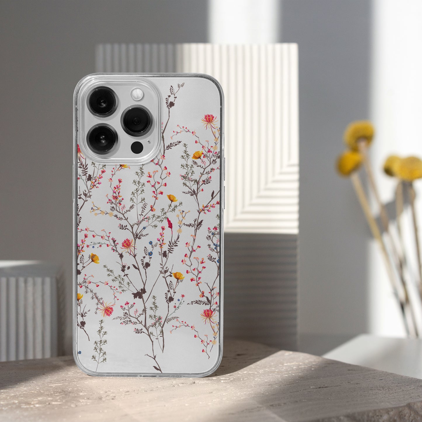 Wildflower Pattern Clear Case - Nature's Elegance for Your Phone